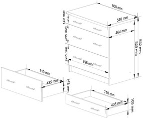 Spodná kuchynská skrinka s doskou LIMA S80 SZ3 biela / dub sonoma