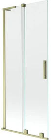 Mexen Velar L, 2-krídlová posuvná vaňová zástena 80 x 150 cm, 8mm číre sklo, zlatý matný profil, 896-080-003-01-55
