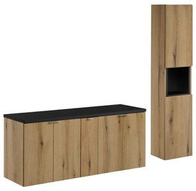 Kúpeľňová zostava Nova Oak II so skrinkami 140 cm dub evoke/čierna