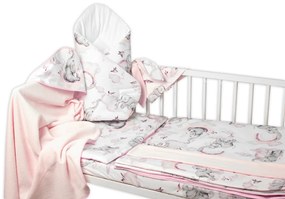 6-dielna výhod. sada s darčekom pre bábätko Baby Nellys, 120x90 Slon a dúha, ružová/biela 120x90