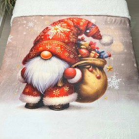 Vianočná deka luxury baranková z mikroplyšu Škriatok červený 150x200cm TiaHome