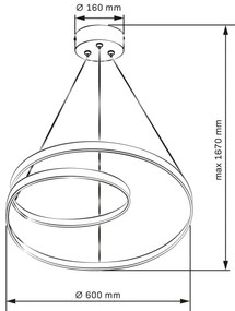 LED Luster na lanku ZEFIRA LED/52W/230V 4000K pr. 60 cm antracit