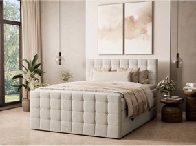 Krémovobiela boxspring posteľ s úložným priestorom 180x200 cm Tasca – Maison de Rêve