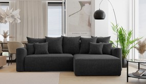 Rohová sedačka Baria (P) (čierna). Akcia -20%. Vlastná spoľahlivá doprava až k Vám domov. 1133102