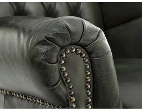 furniture-nabytek.cz - Masívne kreslo Chesterfield Kingsfield ušák z pravej kože, zelené – 89×79×104 cm