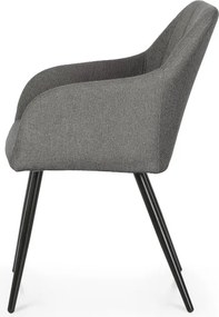 Sada šiestich jedálenských stoličiek LUXANO Lumos zamatové, grafitové / čierne nohy (6 ks)