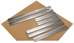 Rohový kovový regál RIVET, 180x90x45x64,5 cm, 4x HDF polica, zinok