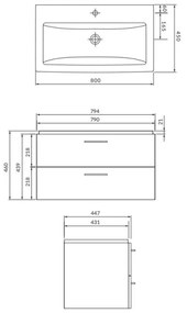 Cersanit S801-154-DSM - Závesná kúpeľňová skrinka s umývadlom LARA 80 cm orech