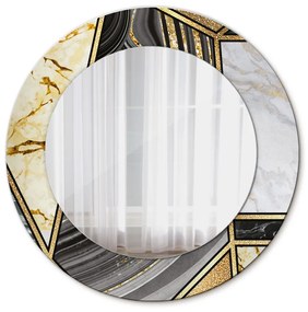 Okrúhle ozdobné zrkadlo Mramor a zlato fi 50 cm