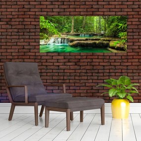 Obraz - Zelený vodopád (120x50 cm)