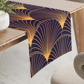 Biante Bavlnený behúň na stôl Sandra SA-504 Oranžové vejáre na tmavo modrom 45x180 cm