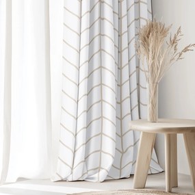 Goldea bavlnený záves - béžový cikcak na bielom 240x150 cm