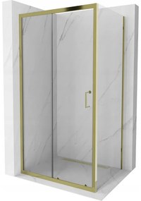 Mexen Apia sprchová kabína, posuvné dvere 140 x 70 cm, transparentnéné, zlatá - 840-140-070-50-00