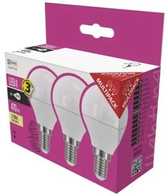 EMOS Sada 3x LED žiarovka, E14, Mini, 6W, 470lm, 2700K, teplá biela