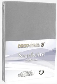 Bavlnené jersey prestieradlo s gumou DecoKing Nephrite oceľové