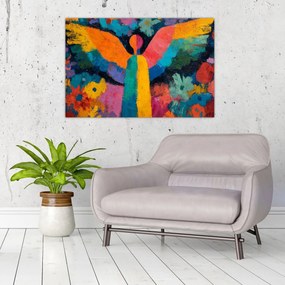 Obraz - Abstraktný anjel s kvetmi (90x60 cm)
