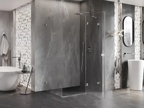 Mexen Lunar, pravostranný výklopný sprchový kút 75 x 90 cm, číre sklo, chrómový profil, 834-075-090-01-00-P
