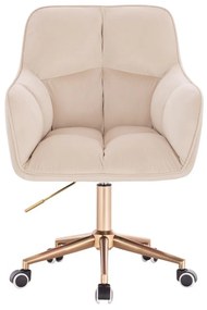 LuxuryForm DESIGN Kreslo AMALFI VELUR na zlatej podstave s kolieskami - krémové