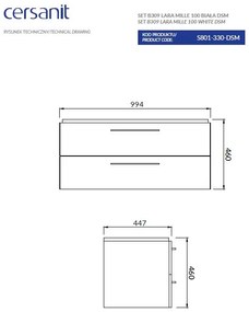 Cersanit Mille, sada závesnej skrinky a umývadla 100cm, biela lesklá, S801-330-DSM