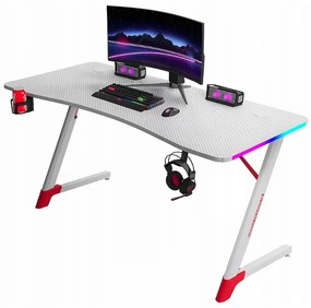 Biely herný PC stôl s RGB LED osvetlením Šírka: 140 cm