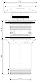 OMNIRES A706BM - Umývadlový výpust CLICK-CLACK pr. 6,6 cm matná biela