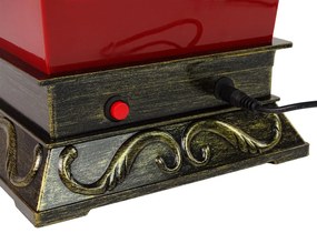 LEAN TOYS Vianočný lampáš s padajúcim snehom červeno-čierna