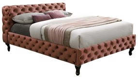Dvoulůžková čalouněná postel Herrera Velvet 160x200 růžová