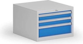 Závesný dielenský box k stolu G8, 3 zásuvky, 560 x 600 x 383 mm, modrá