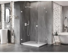 Mexen Lunar-B, výklopný sprchový kút ľavý 95 x 70 cm, 8mm číre sklo, biely profil, 832-095-070-20-00-L