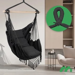 Brazílske hojdacie kreslo so strapcami 20937 - Hamak šedé