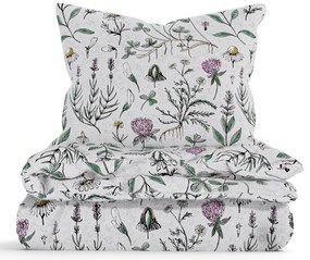 Predĺžené bavlnené obliečky Renforcé – Herbár sivý