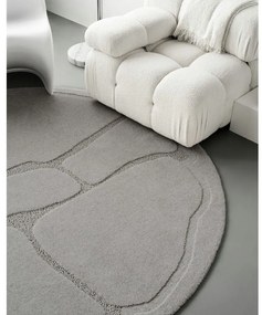 Sivý vlnený okrúhly koberec ø 160 cm Morphic Organica – Agnella