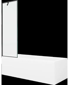 Mexen Cubik obdĺžniková vaňa 150 x 70 cm s obkladom a 1-krídlovou sprchovou zástenou 60 cm, Čierny vzor - 550315070X9506007070