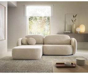 Rohová rozkladacia sedacia súprava s úložným priestorom do tvaru L OLBIA ľavá béžová