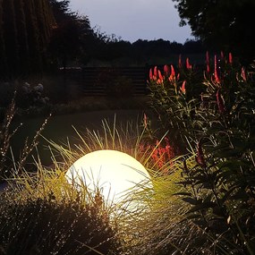 Exteriérové svietidlo Globo, 1x biele plastové tienidlo, (fi 30cm)