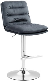 Barová stolička Damar - zamat, chróm rám - tmavo šedá