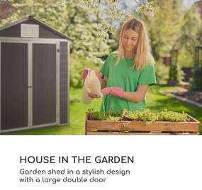 Schatzkammer, záhradná šopa, ochrana pred UV žiarením, PVC, zámok, bočné okno, šedá