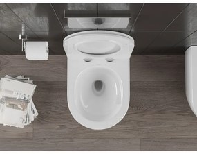 Mexen Carmen, závesná WC misa 490x365x340 mm, Rimless Tornádo + SLIM WC sedadlo z duroplastu, biela lesklá, 30880500