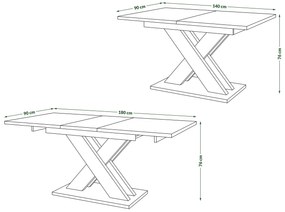 KARO Dub Craft Zlatý/Čierna Matná - MODERNÝ ROZKLADACÍ STÔL DO 180 cm!