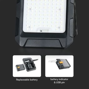 LED solárny reflektor 10W/3,7V IP65 4000K čierny + DO