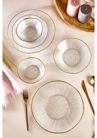 18-dielna jedálenská súprava – číre sklo / zlaté detaily