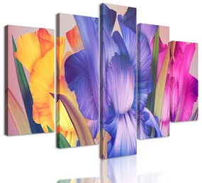 5-dielny obraz nádherné pestrofarebné kvety
