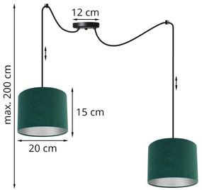 Závesné svietidlo MEDIOLAN SPIDER, 2x textilné tienidlo (výber z 10 farieb), (výber z 2 farieb konštrukcie), CH