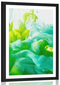 Plagát s paspartou atrament v zelených odtieňoch - 60x90 white