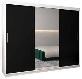 Šatníková skriňa 250 cm Toki 1 (Biela matná + Čierna matná). Akcia -20%. Vlastná spoľahlivá doprava až k Vám domov. 1064944