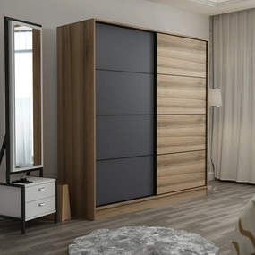 Šatníková skriňa Linea s dostatkom úložného priestoru 190 x 180 x 52 cm, dore a antracitová