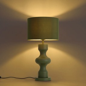 Retro stolná lampa zelená s látkovým tienidlom - Captain