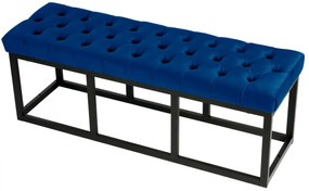 Lavica Polson - zamat, čierny rám 120 cm - Modrá