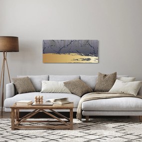 Obraz - Modrá a zlatá abstrakcia N⁰1 (120x50 cm)