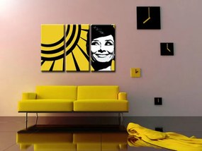 Ručne maľovaný POP Art obraz Audrey HEPBHURN 3 dielny  ah2